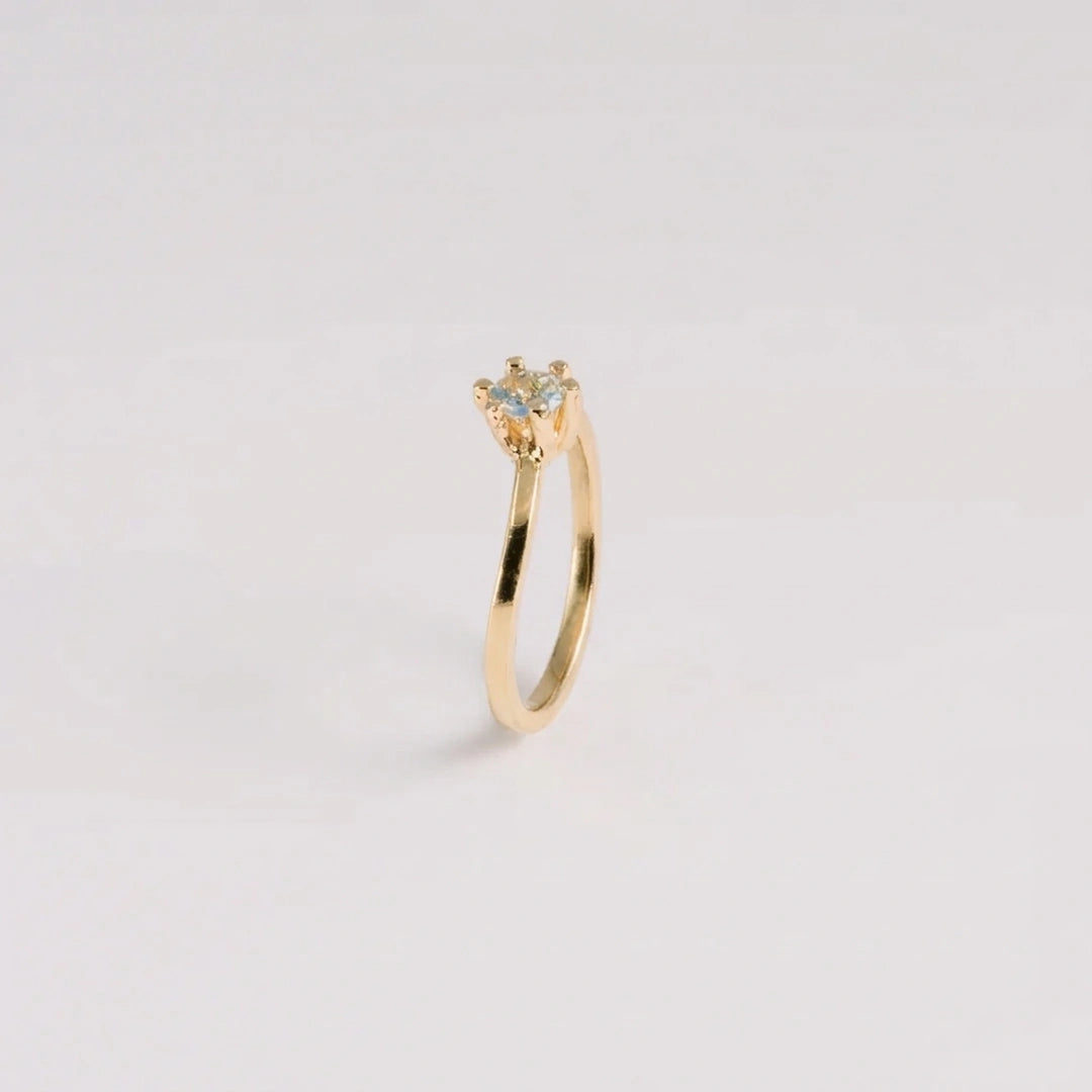 Champagnegoud 18kt ring met diamanten, handgemaakt atelier Claire Dries