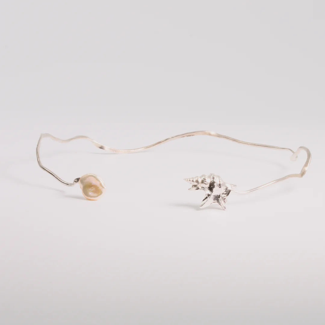 Sterling zilver ketting met Keshi Parel, handgemaakt atelier Claire Dries