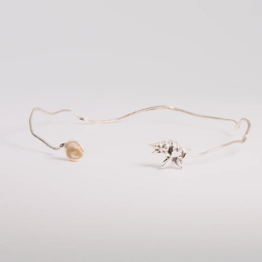 Sterling zilver ketting met Keshi Parel, handgemaakt atelier Claire Dries