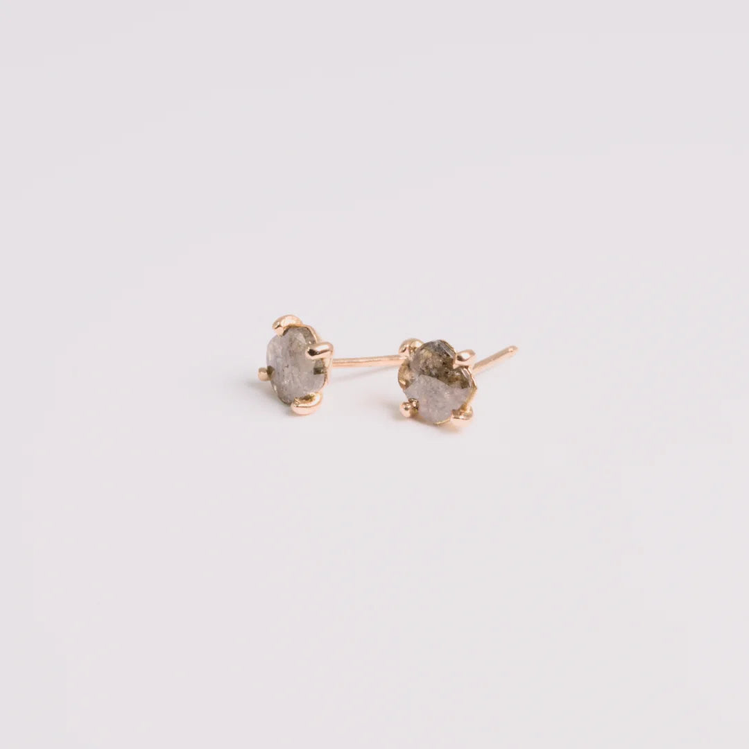 Rose gold; diamond oorbellen met diamanten, handgemaakt atelier Claire Dries