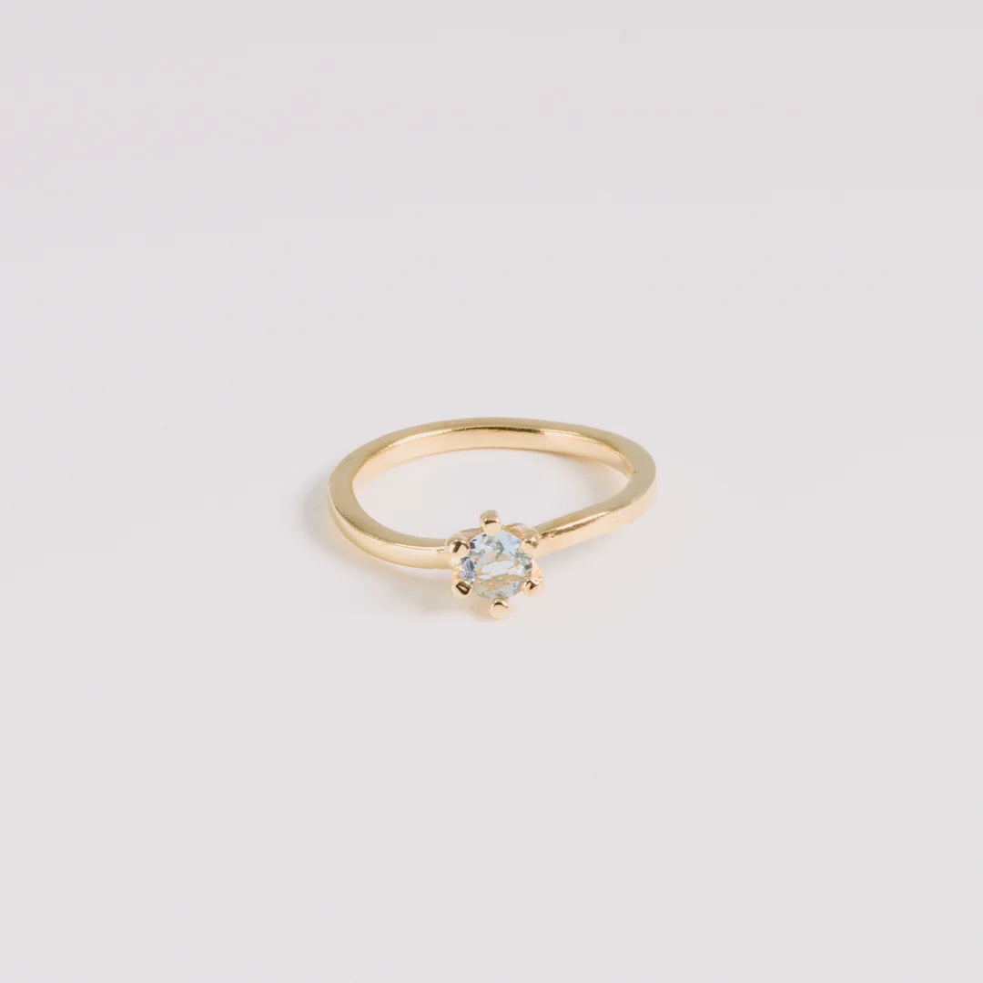 Champagnegoud 18kt ring met diamanten, handgemaakt atelier Claire Dries