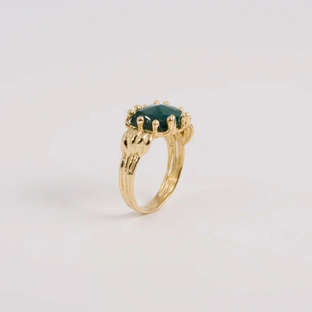 Geelgoud 18kt ring met toermalijn, handgemaakt atelier Claire Dries