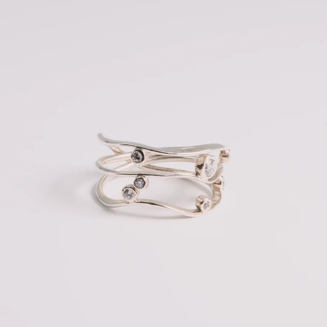 Sterling zilver ring met zirkonia, handgemaakt atelier Claire Dries