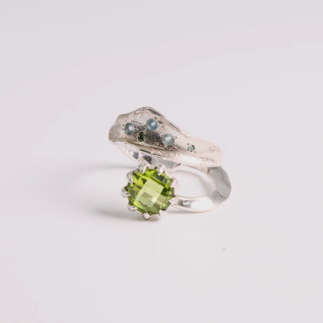 Sterling zilver ring met diamant, handgemaakt atelier Claire Dries