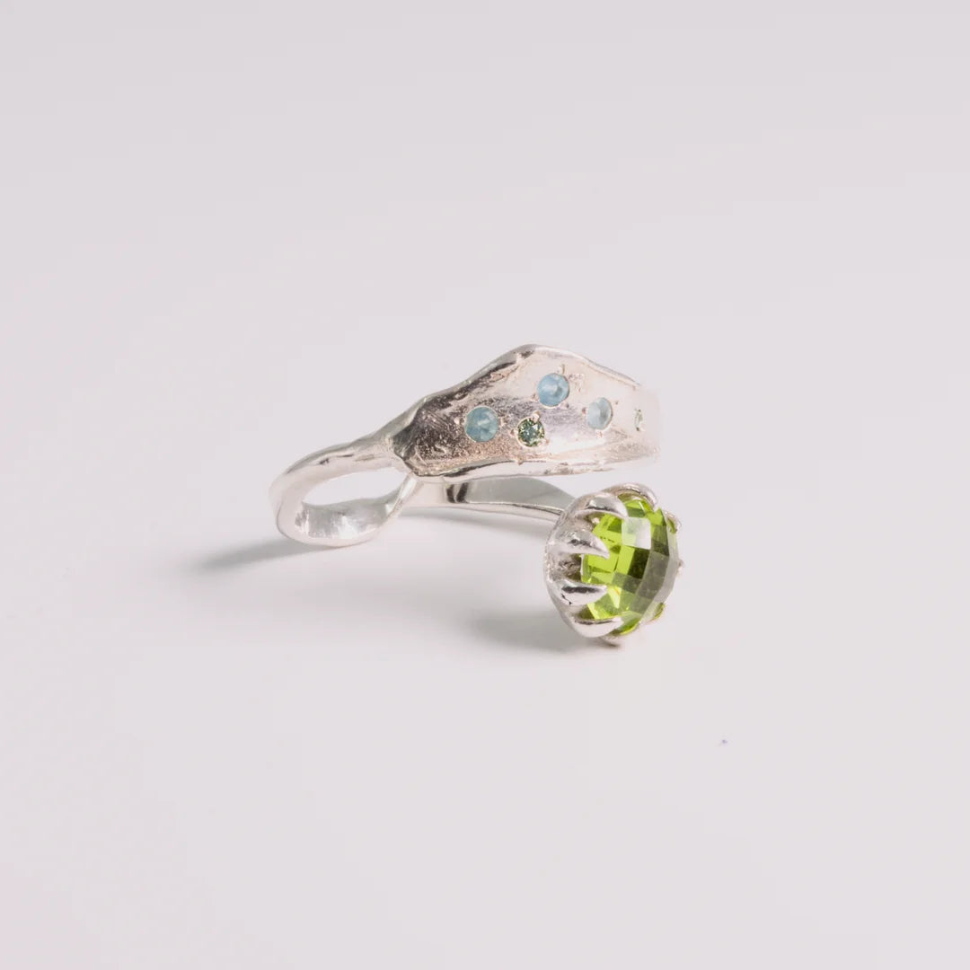 Sterling zilver ring met diamant, handgemaakt atelier Claire Dries