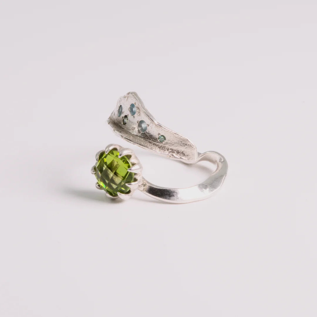 Sterling zilver ring met diamant, handgemaakt atelier Claire Dries