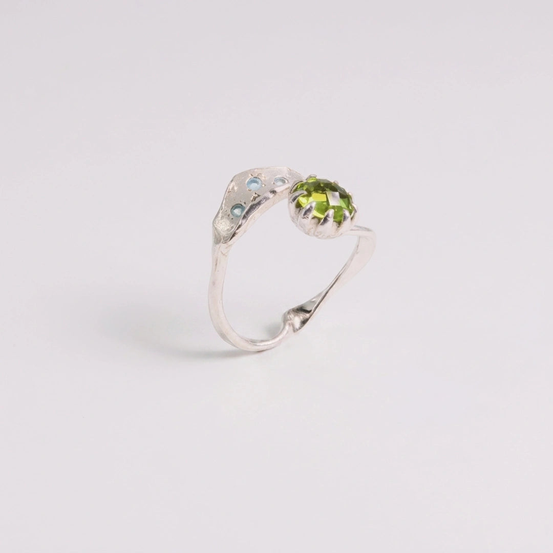 Sterling zilver ring met diamant, handgemaakt atelier Claire Dries
