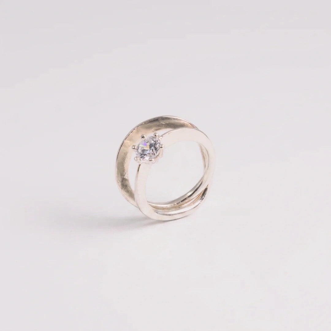 Sterling zilver ring met zirkonia, handgemaakt atelier Claire Dries