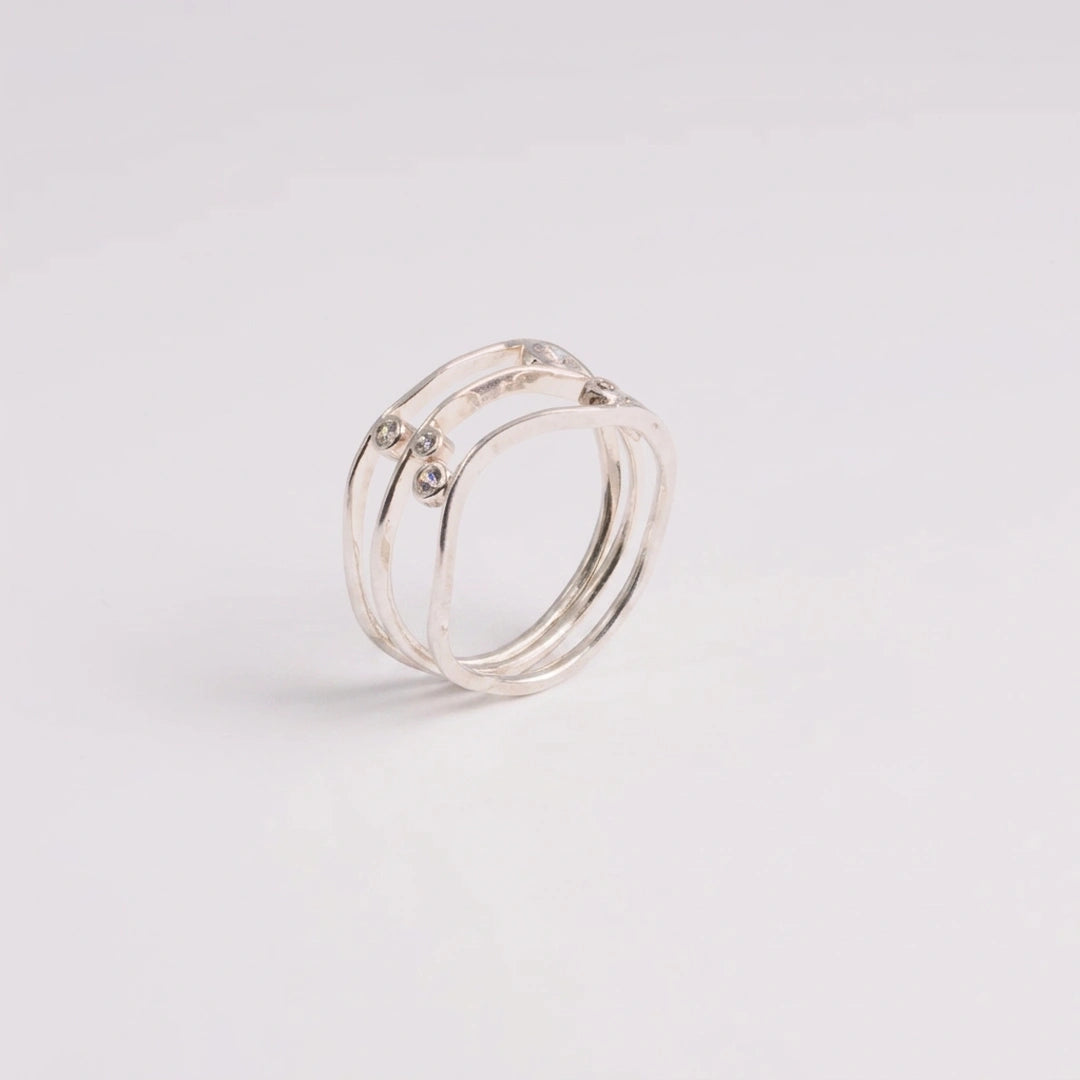 Sterling zilver ring met zirkonia, handgemaakt atelier Claire Dries